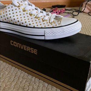 White and gold converse shoes brand new